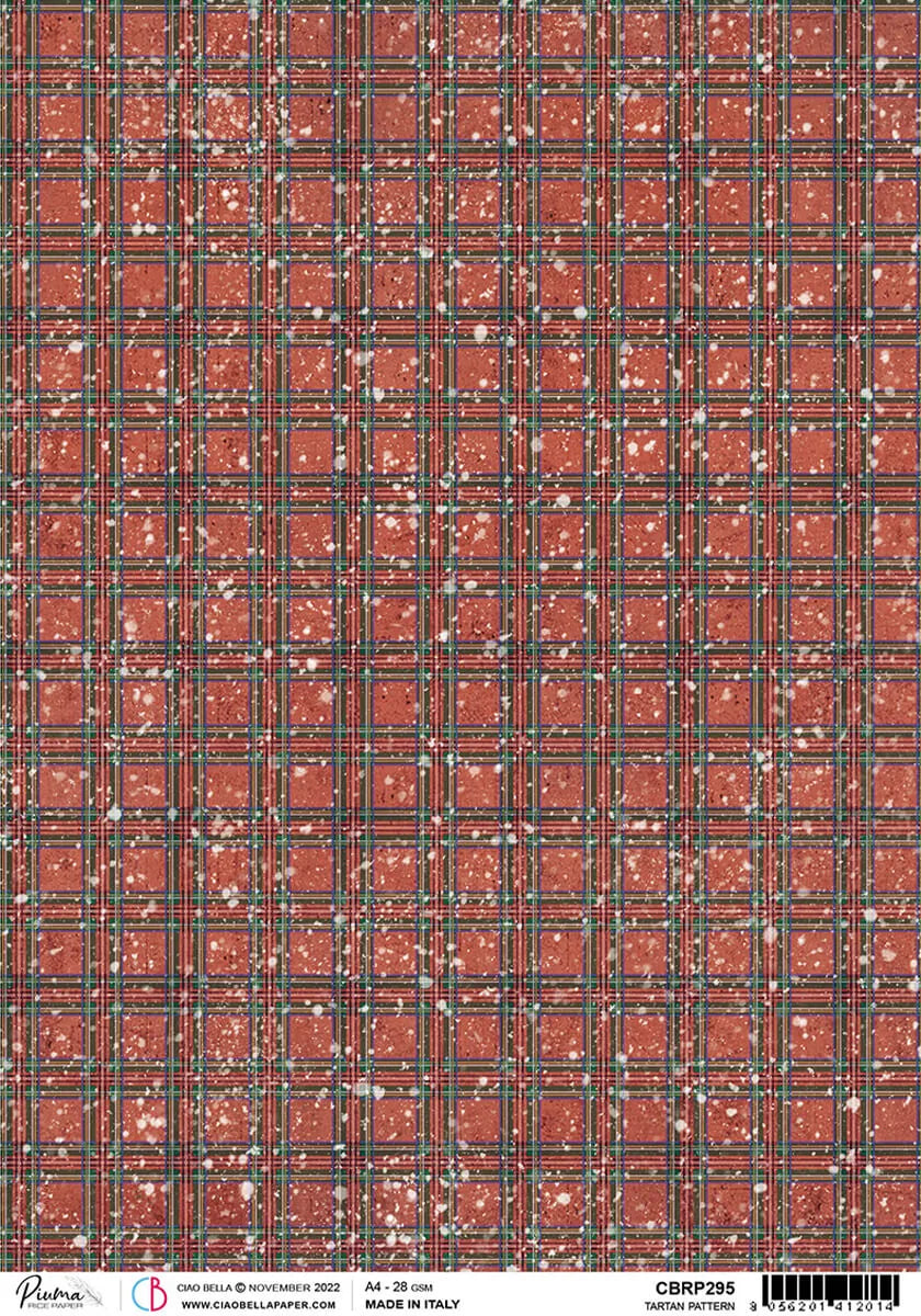 Papier de riz A4 motif Tartan Piuma - 5 feuilles