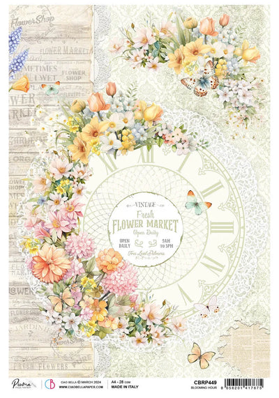 Papier de riz A4 Blooming Hour - 5 feuilles