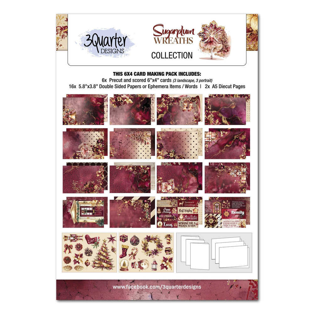 3Quarter Designs Sugarplum Wreath  6x4 Card Pack — Ecstasy Crafts