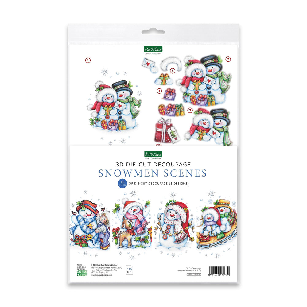 Die Cut Decoupage – Snowmen Scenes (pack of 12) — Ecstasy Crafts