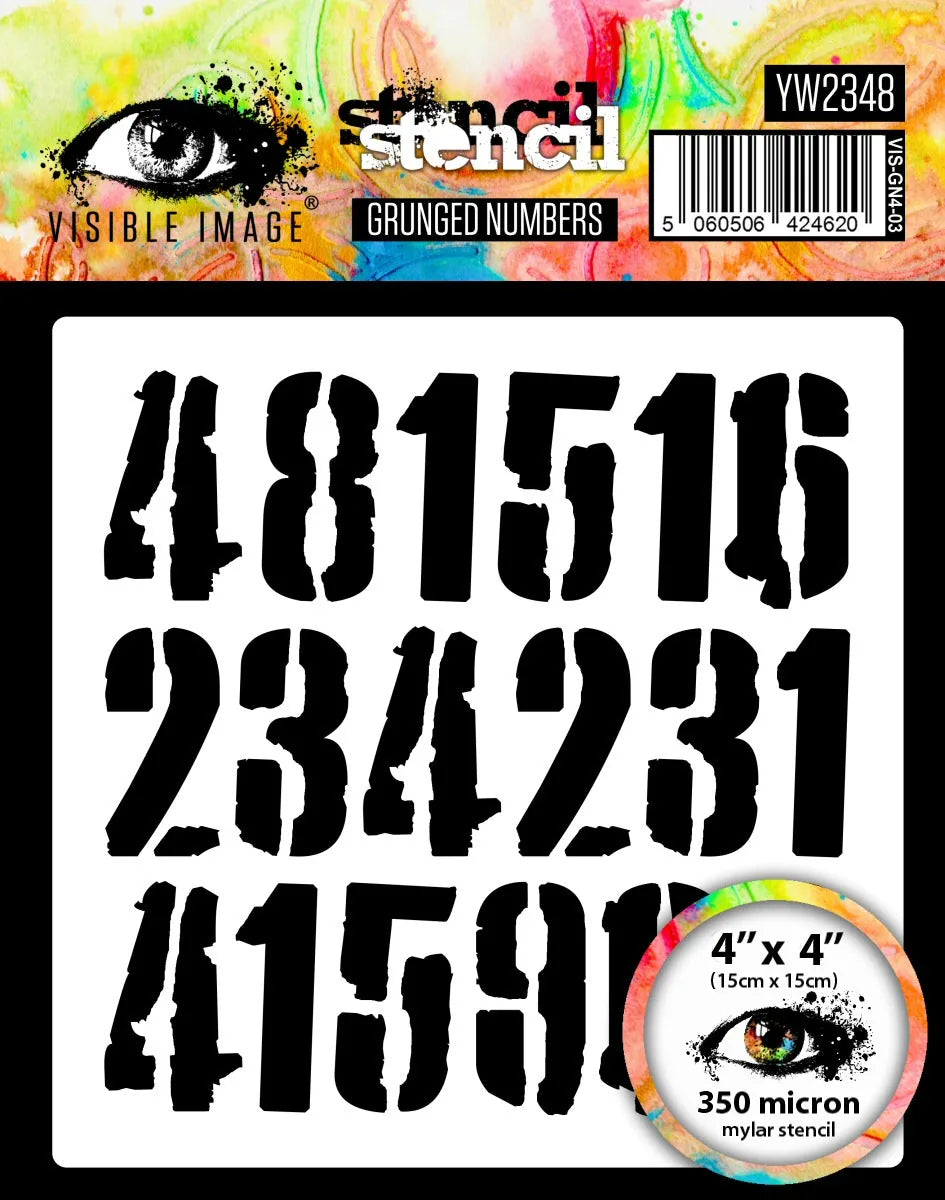 Visible Image Grunged Numbers Stencil - 4 x 4