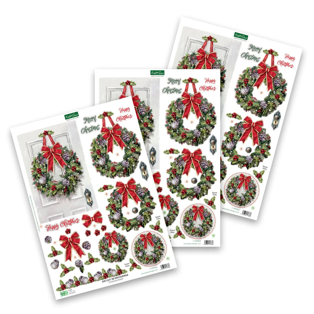Découpage prédécoupé – Couronne de Noël (paquet de 3)