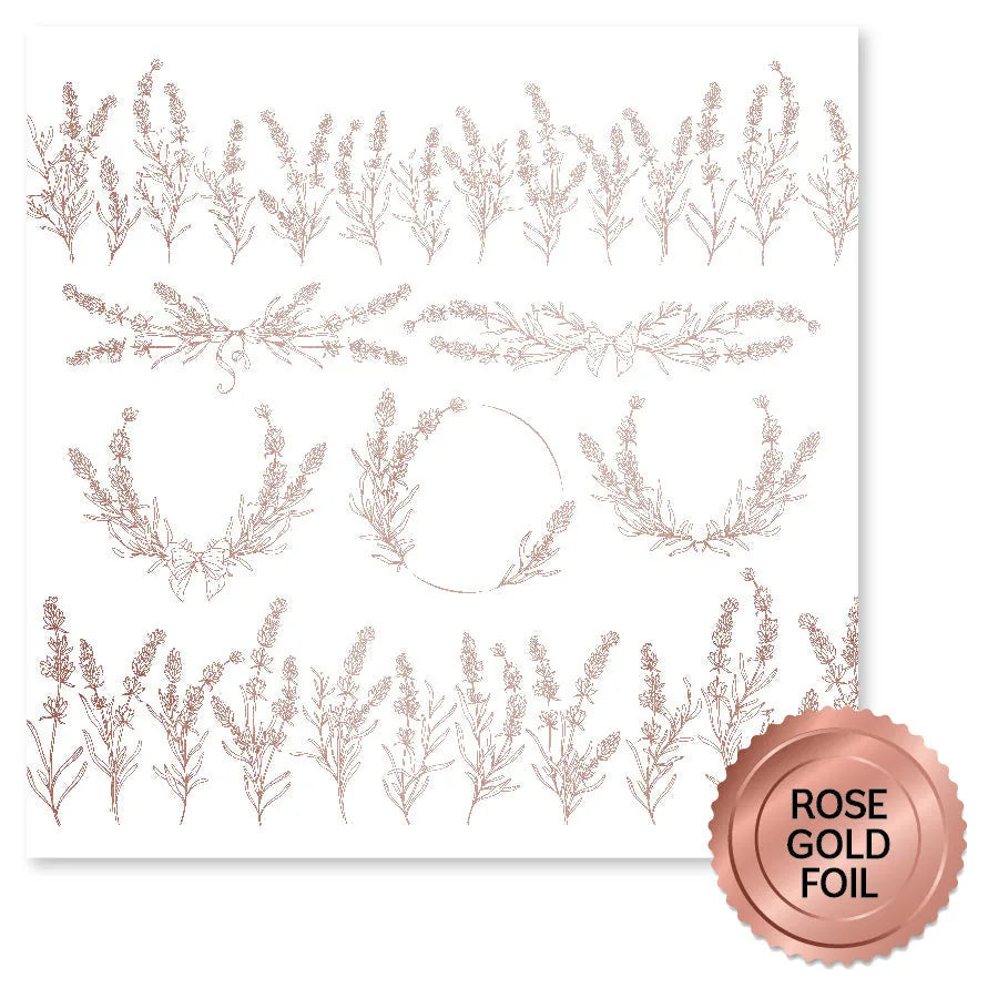 Papier à feuille d'or rose "Lavender & Roses" D 12x12 (paquet en vrac de 6) 32208