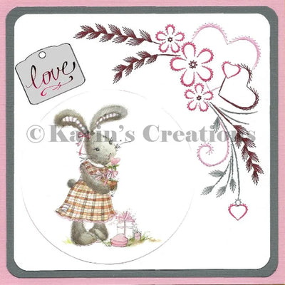 Motif de broderie KC - Fleurs avec cœurs