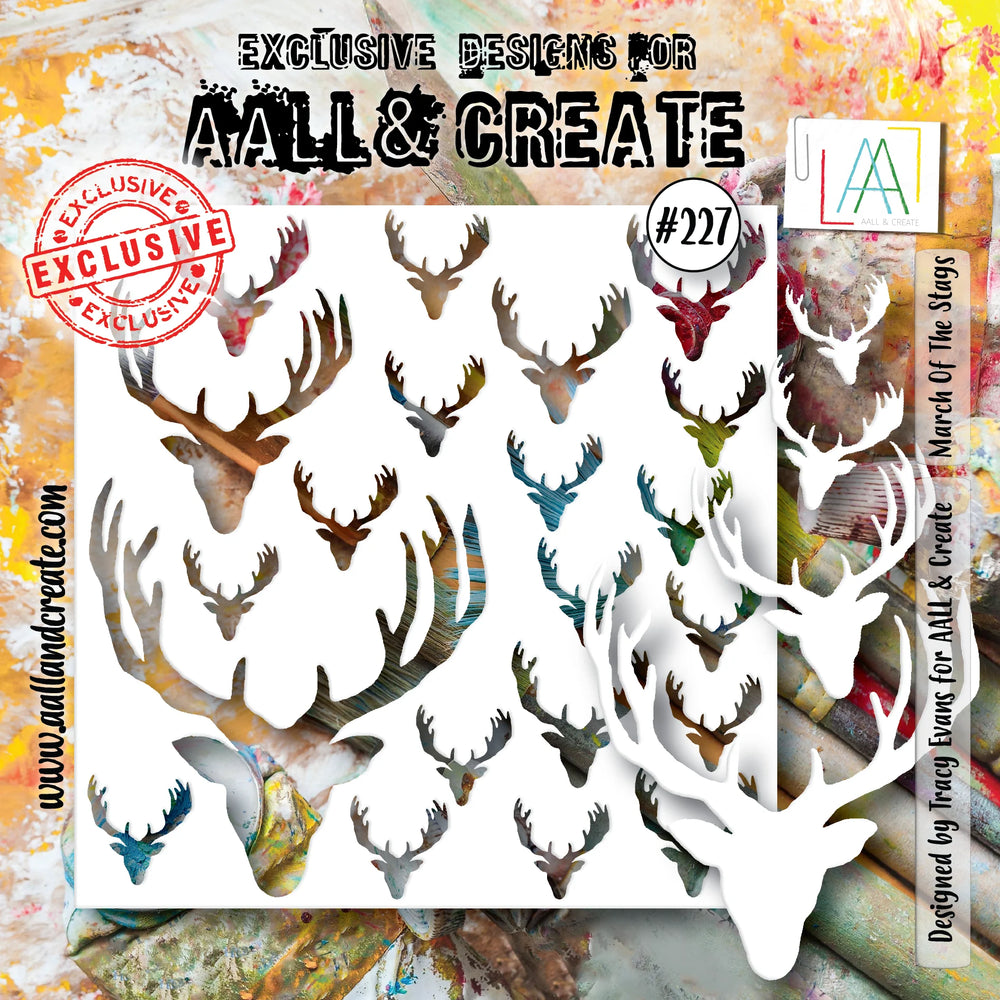 AALL and Create - 6"x6" Stencil - March Of The Stags — Ecstasy Crafts