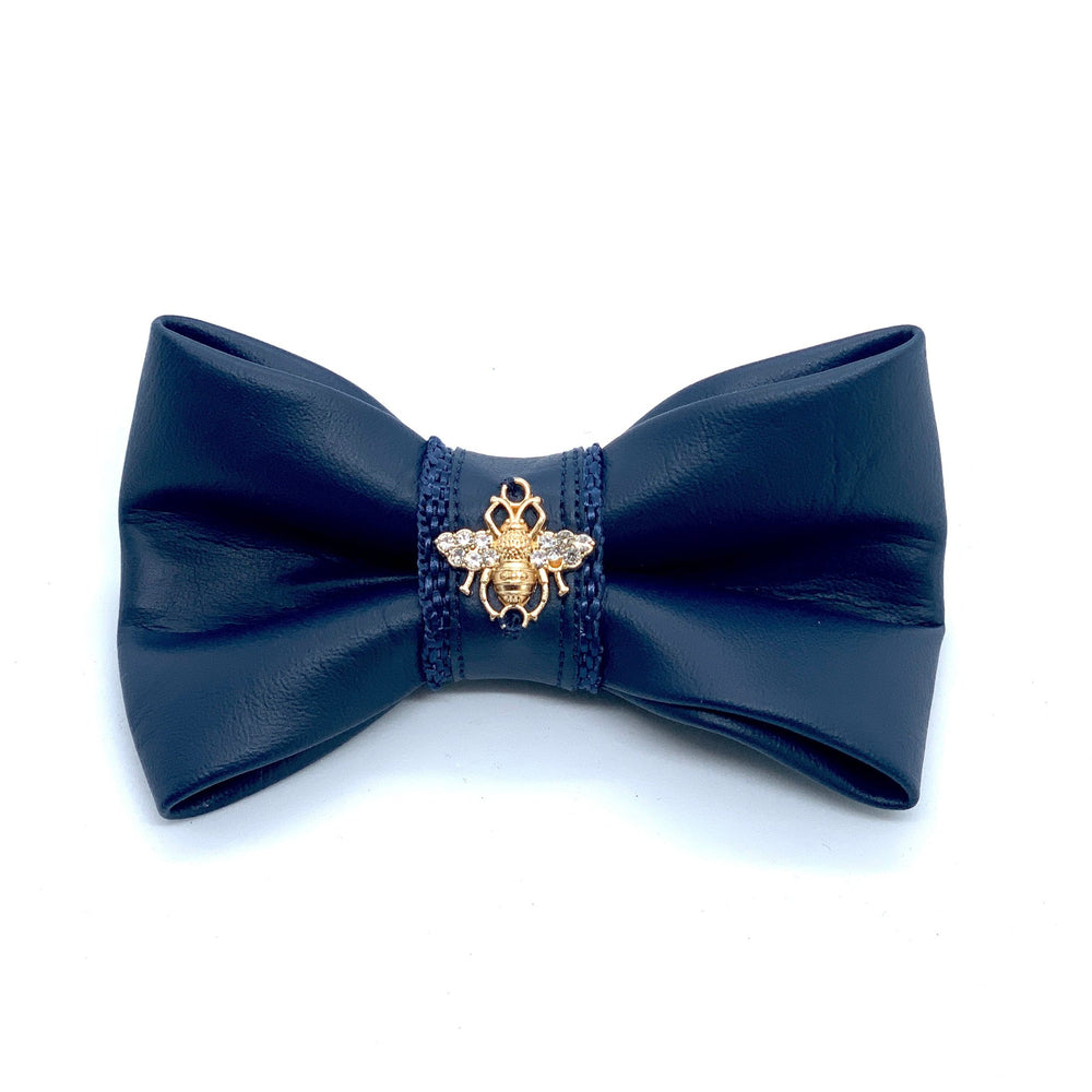 Neptune leather bow tie — Puccissimé Pet Couture