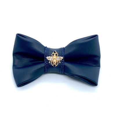 Neptune leather bow tie