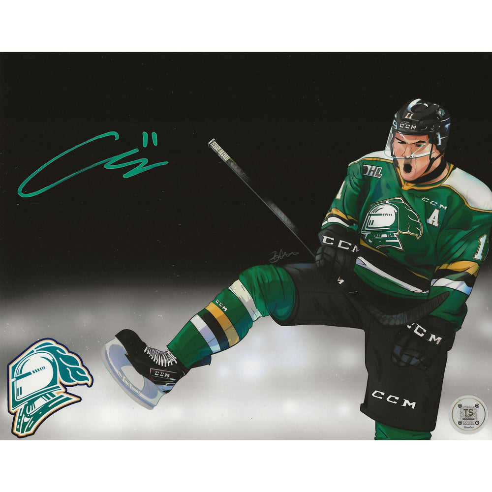 Connor McMichael Autographed London Knights Goal Celebration Artwork 8x10 Photo — TS Sports Memorabilia