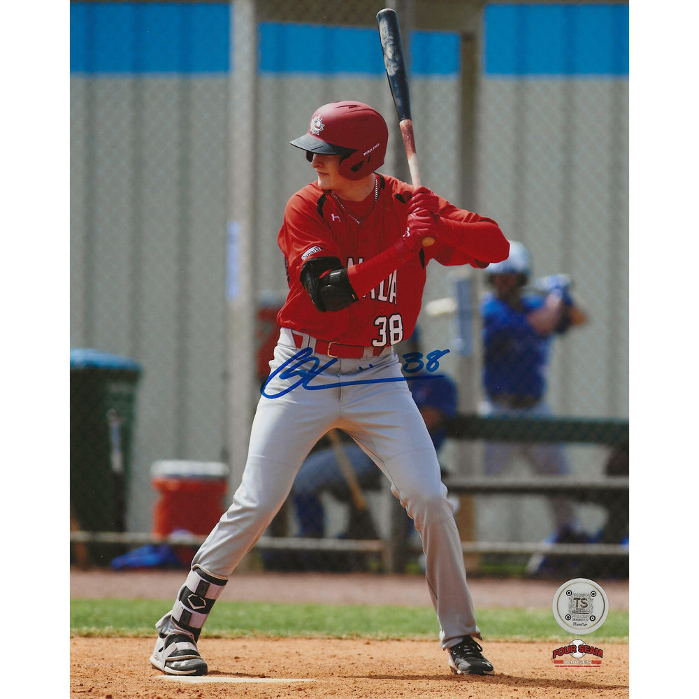 Owen Caissie Autographed Team Canada Batting Front View 8x10 Photo — TS Sports Memorabilia