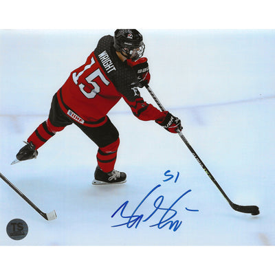 Photo 8x10 de Shane Wright dédicacée, tir du poignet, Équipe Canada U-18 2021