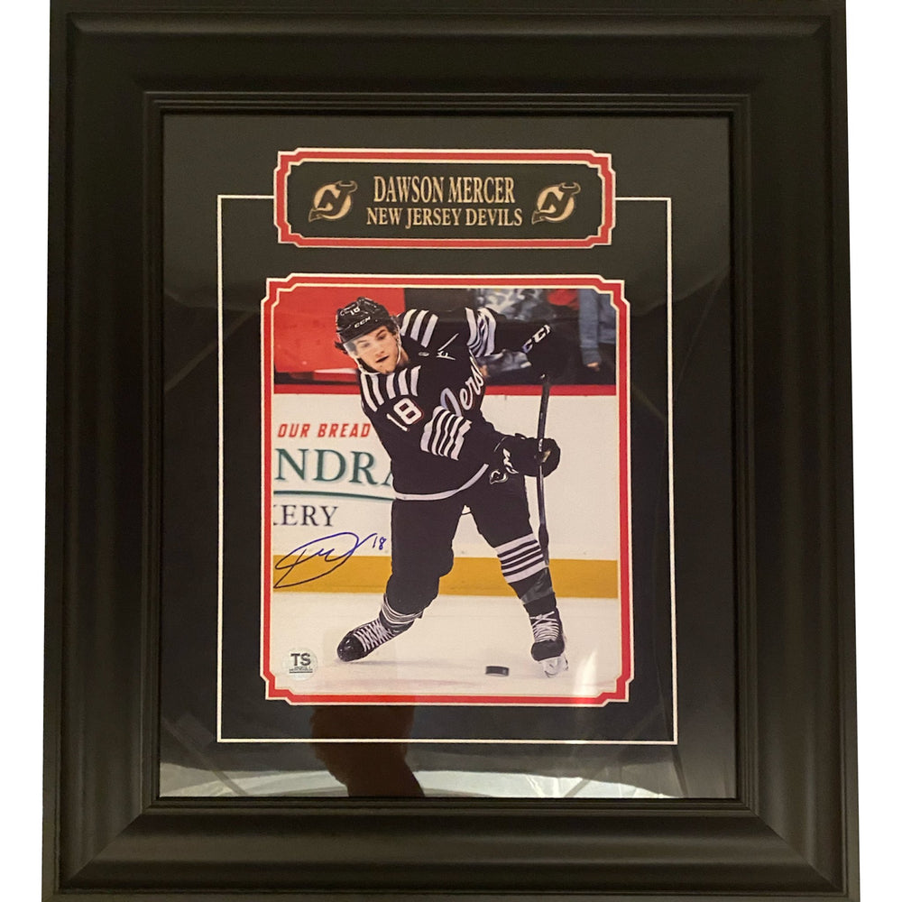 Dawson Mercer Autographed New Jersey Devils Shooting 8x10 Framed Photo — TS Sports Memorabilia
