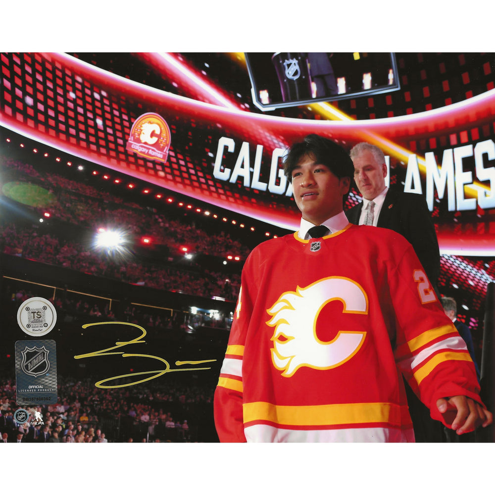 Zayne Parekh Autographed Calgary Flames Draft Day 8x10 Photo — TS Sports Memorabilia