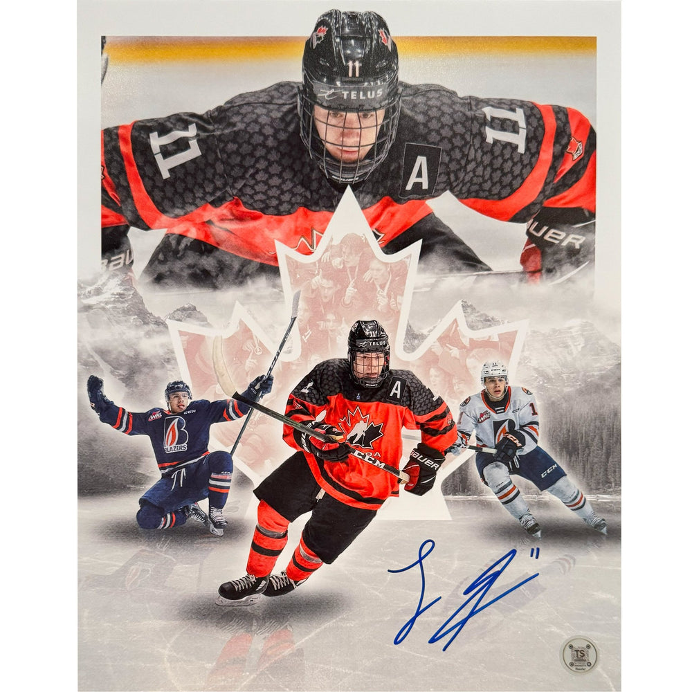 Logan Stankoven Autographed Team Canada 2021 U18 & Kamloops Blazers Artwork 11X14 Photo — TS Sports Memorabilia