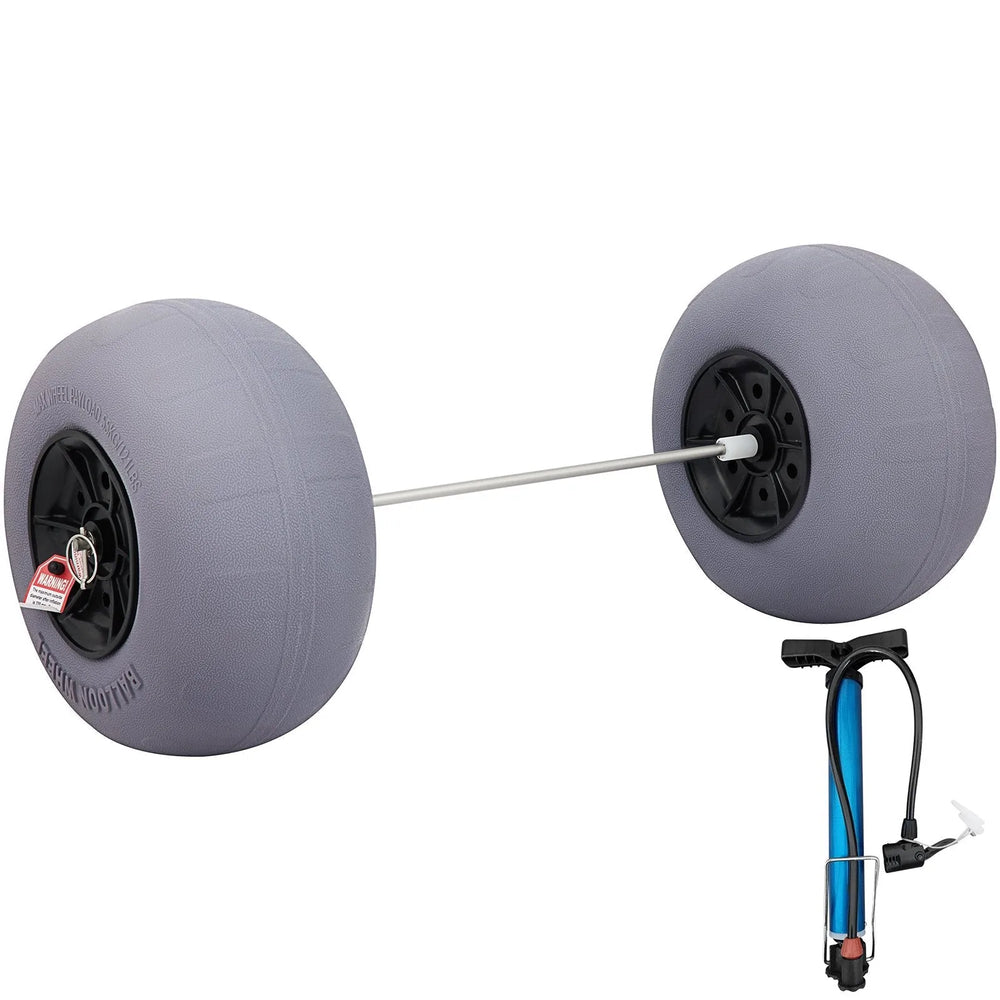 VEVOR Roues Ballon de Plage, Pneus de Sable Remplaçables de 13 po avec Axe en Acier Inoxydable de 32 po, Pneus de Plage en TPU pour Chariot à Kayak, Chariot à Canot et Buggy avec Pompe à Air Incluse, Paire de 2