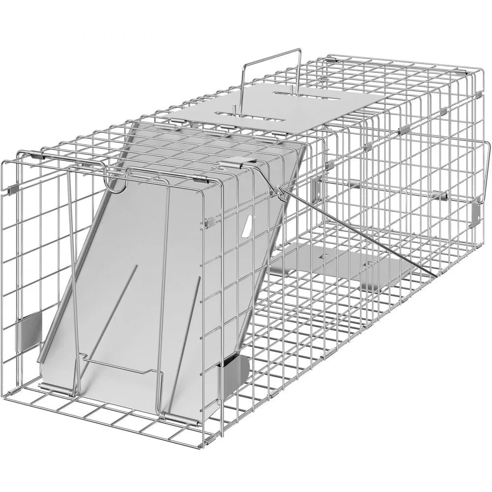 GEVOR Cage à animaux vivants, 24 "x 8" x 8 "piège à chat humain en fer galvanisé, piège à animaux pliable avec poignée pour lapins, chats errants, écureuils, ratons laveurs, marmottes et opossums