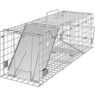GEVOR Cage à animaux vivants, 24 "x 8" x 8 "piège à chat humain en fer galvanisé, piège à animaux pliable avec poignée pour lapins, chats errants, écureuils, ratons laveurs, marmottes et opossums