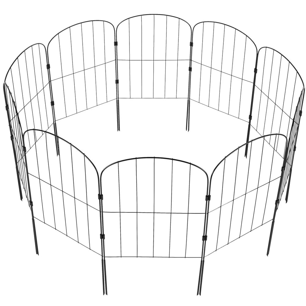 Clôture de jardin VEVOR, clôture sans creuser 24''(H)x13''(L), barrière pour animaux, clôture de jardin décorative à ancrage au sol avec espacement des piquets de 2 pouces, clôture métallique pour chiens pour la cour et le patio extérieur, paquet de 10