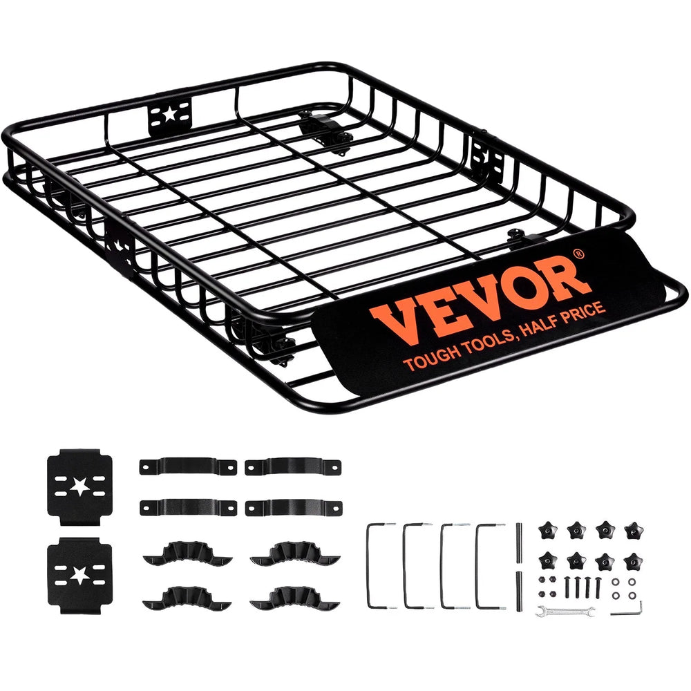 VEVOR Coffre de toit, 46" x 36" x 4.5" Porte-bagages universel pour toit, robuste, capacité de 200 lb, support à bagages pour VUS, camion, véhicule