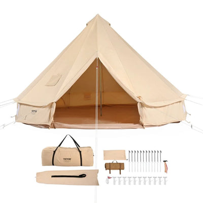 Tente dôme VEVOR en toile, 4 saisons, 4 m, tente yourte, tente de camping en toile avec sortie de poêle, tente respirante pouvant accueillir jusqu'à 6 personnes, camping familial, chasse en plein air, fête