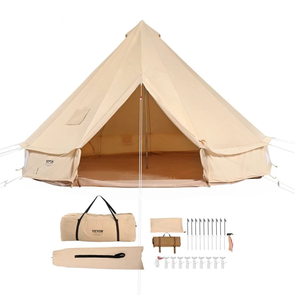 Tente dôme VEVOR en toile, 4 saisons, 3 m, tente yourte pour camping avec sortie de poêle, respirante, peut accueillir jusqu'à 4 personnes, chasse en plein air, fête familiale