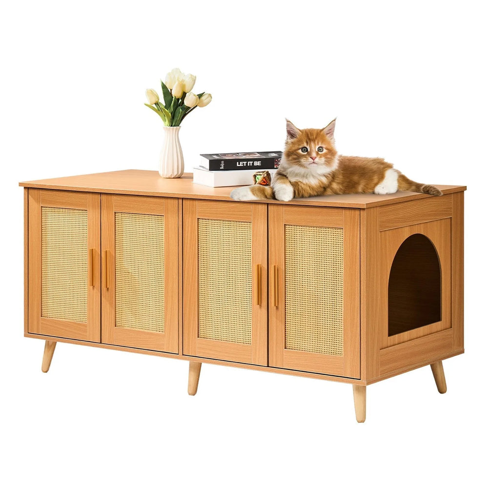 VEVOR Meuble-coffre pour litière de chat en bois, pour 2 chats
