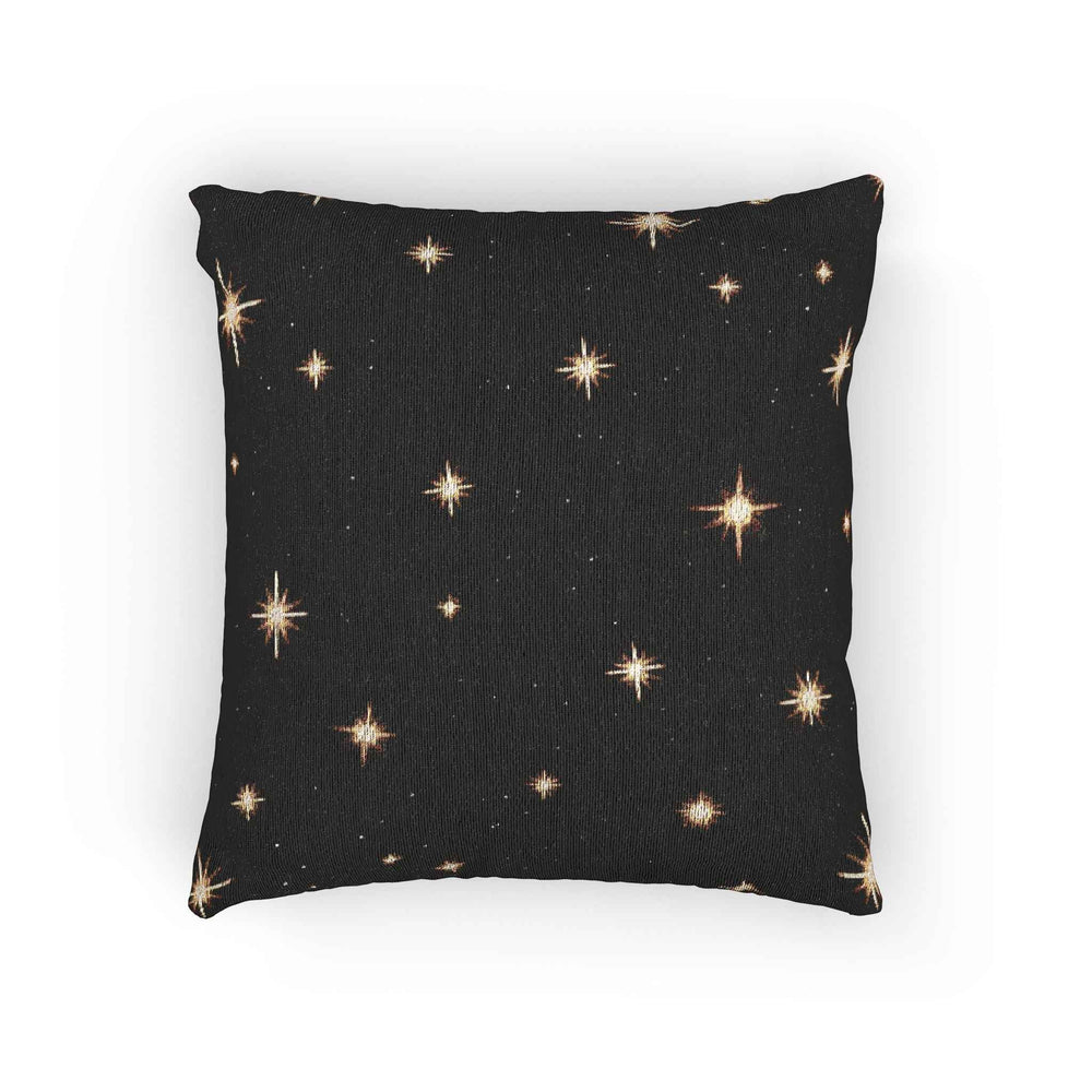 Coussin tissé scintillant Nuit étoilée | Étoiles noires en point de croix