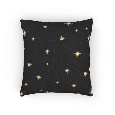 Starry Night Sparkle Woven Pillow | Black Cross-Stitch Stars