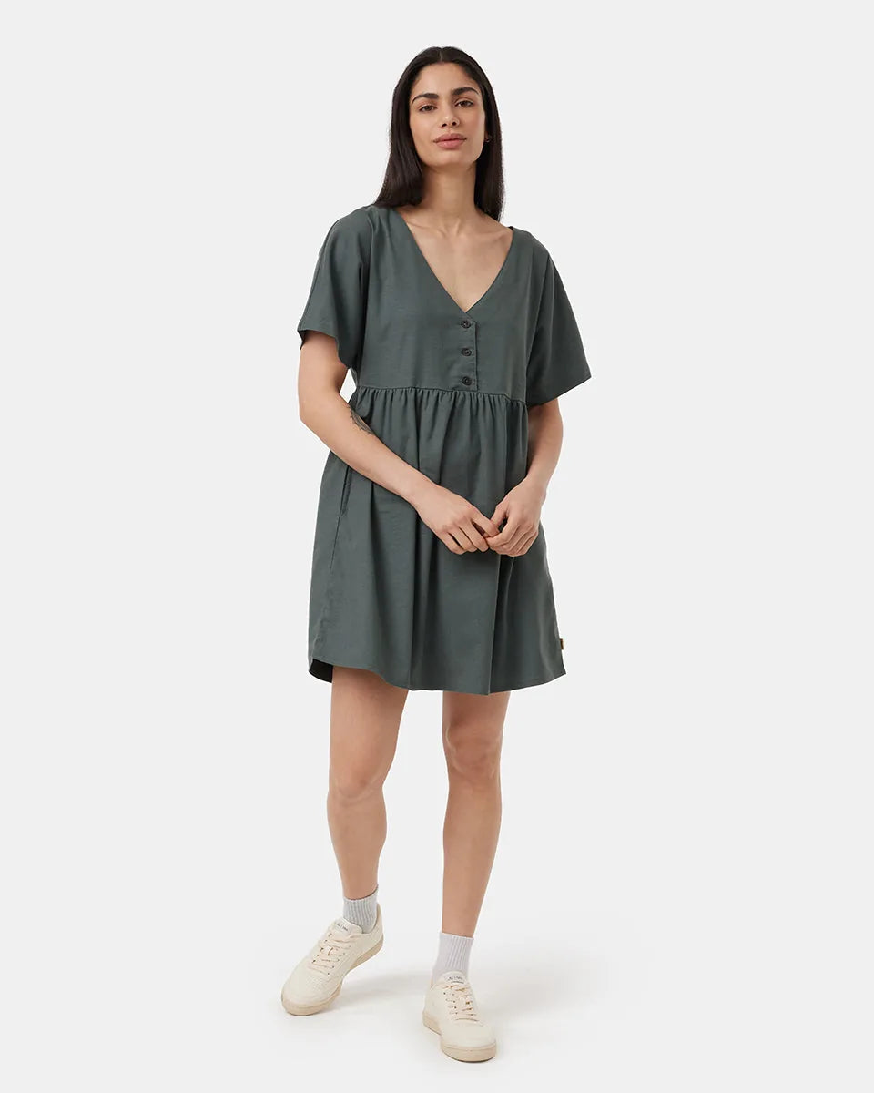 Robe évasée à boutons en chanvre