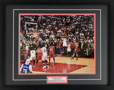 KAWHI LEONARD TORONTO RAPTORS GAME 7 WINNING SHOT 16" X 20" FRAMED PHOTO – ICONIC NBA BUZZER BEATER WALL ART DISPLAY (24" BY 20")