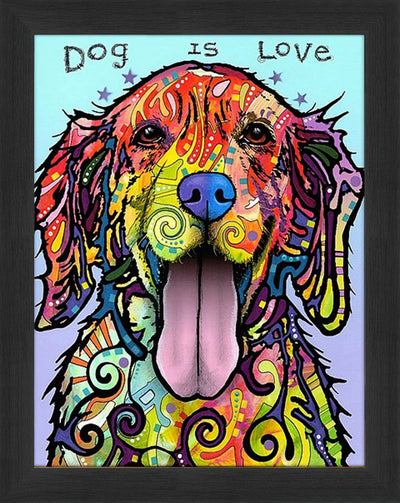 DOG IS LOVE COLORFUL  FRAMED CANVAS WALL ART (33.5" X 23.5") – VIBRANT DOG LOVER HOME DÉCOR