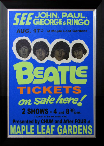 THE BEATLES EN CONCERT AU TORONTO MAPLE LEAF GARDENS 1966 – PHOTOGRAPHIE HISTORIQUE DE CONCERT – ART MURAL AVEC CADRE PERSONNALISÉ (33,5" X 23,5")