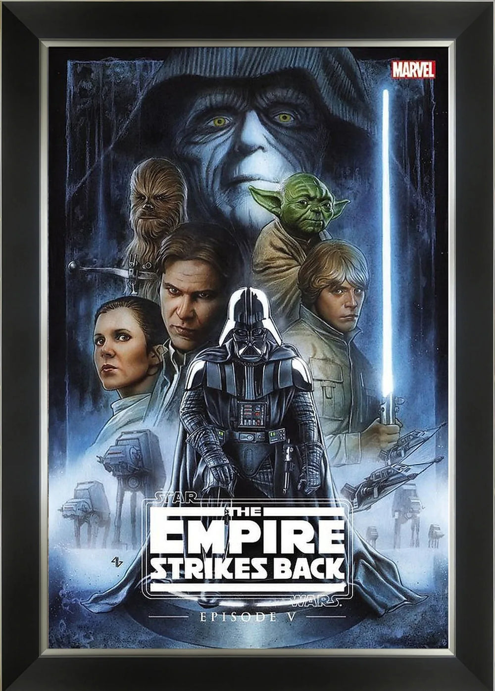 STAR WARS L'EMPIRE CONTRE-ATTAQUE COUVERTURE COMIC MARVEL IMPRIMÉ ENCADRÉ ART MURAL OBJET DE COLLECTION (33,5" X 23,5")