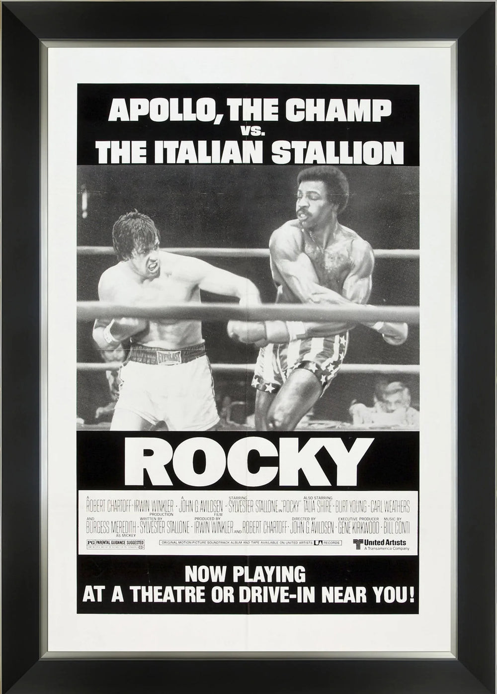 AFFICHE DE FILM ENCADRÉE VINTAGE ROCKY – CLASSIQUE DE BOXE AVEC SYLVESTER STALLONE (33,5" X 23,5")