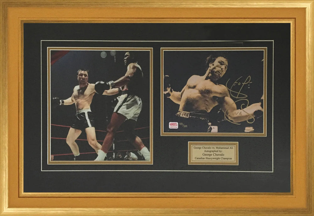ENSEMBLE DE PHOTOS ENCADRÉES MUHAMMAD ALI & GEORGE CHUVALO – ÉDITION LIMITÉE SIGNÉE /199 (32X24)