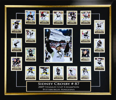 ENSEMBLE DE COLLECTION CARTE DE RECRUE SIDNEY CROSBY – AFFICHAGE NHL ENCADRÉ – HOMMAGE AUX PITTSBURGH PENGUINS (39 PO PAR 29 PO)