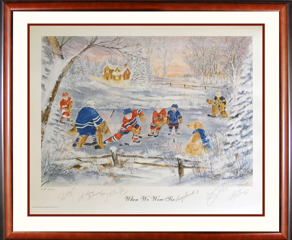 FRAMED WHEN WE WERE SIX LITHOGRAPH – SIGNED BY KELLY, HOWELL, BOWER, HULL, H. RICHARD, CHEEVERS – LTD ED /201 (30" X 26")