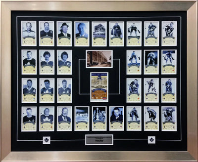 ENSEMBLE DE BILLETS DU DERNIER MATCH DE JOHNNY BOWER, AUTOGRAPHIÉ, DES MAPLE LEAFS DE TORONTO AU GARDENS – CADRE NHL ÉDITION LIMITÉE /99 (43" X 38")