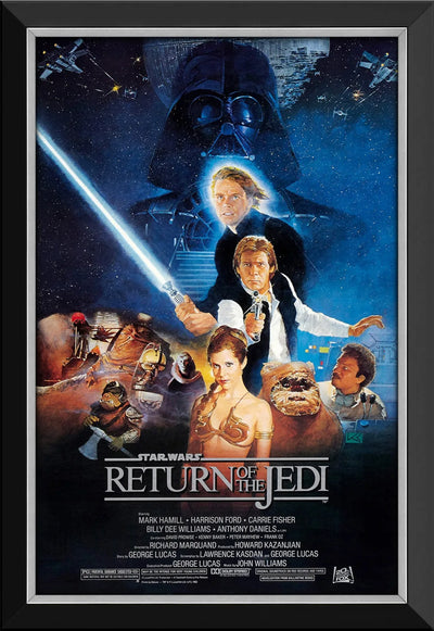 STAR WARS ÉPISODE VI LE RETOUR DU JEDI IMPRIMÉ SUR TOILE ENCADRÉ ART MURAL OBJET DE COLLECTION CINÉMA VINTAGE (33,5" X 23,5")