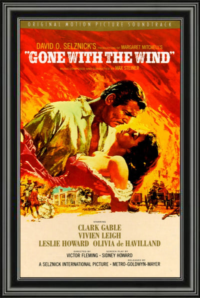 AFFICHE DE FILM ENCADRÉE VINTAGE - GONE WITH THE WIND (33,5" X 23,5")