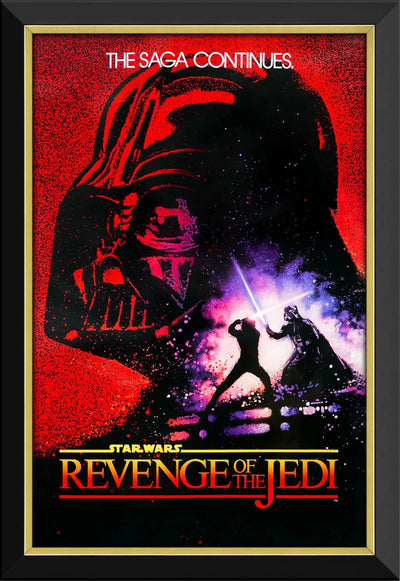 STAR WARS EPISODE VI REVENGE OF THE JEDI VINTAGE FRAMED POSTER PRINT WALL ART COLLECTIBLE (33.5" X 23.5")