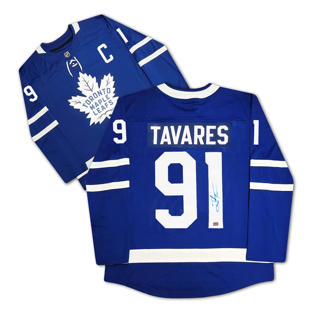 MAILLOT AUTHENTIQUE DE JOHN TAVARES, AUTOGRAPHE PAR LE CAPITAINE DES MAPLE LEAFS DE TORONTO – OBJET DE COLLECTION DE HOCKEY DE LA LNH SIGNÉ (GRANDEUR G OU TG)