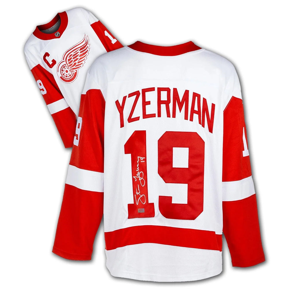 STEVE YZERMAN AUTOGRAPHED DETROIT RED WINGS WHITE JERSEY – SIGNED NHL HOCKEY MEMORABILIA COLLECTIBLE (SIZE L OR XL)