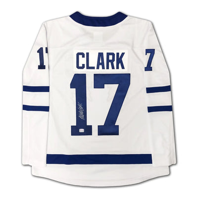 MAILLOT BLANC AUTOGRAPHIÉ DE WENDEL CLARK DES MAPLE LEAFS DE TORONTO – OBJET DE COLLECTION DE HOCKEY DE LA LNH SIGNÉ (GRANDEUR G OU TG)