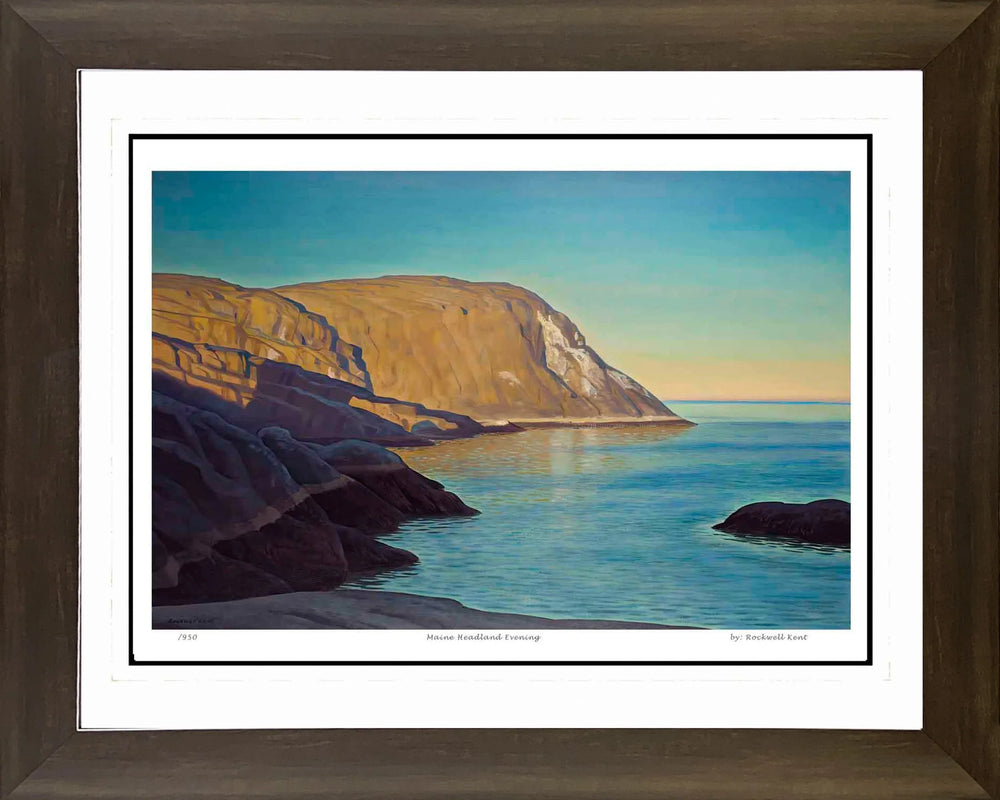 ROCKWELL KENT « MAINE HEADLAND EVENING » — IMPRIMÉ D’ART ENCADRÉ DE LA HUDSON RIVER SCHOOL (30" X 24")