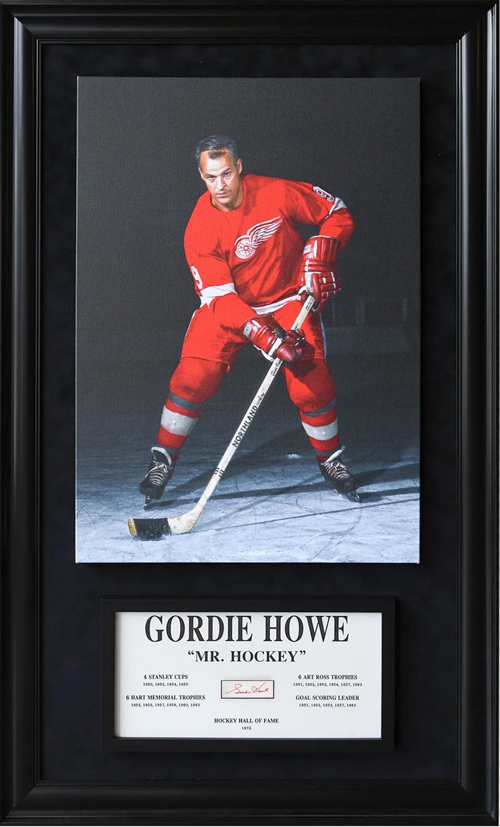 GORDIE HOWE SIGNATURE PLAQUE & CANVAS – ALL TIME GREATS OVERSIZED HOCKEY LEGEND DISPLAY (49.5" BY 29.5")