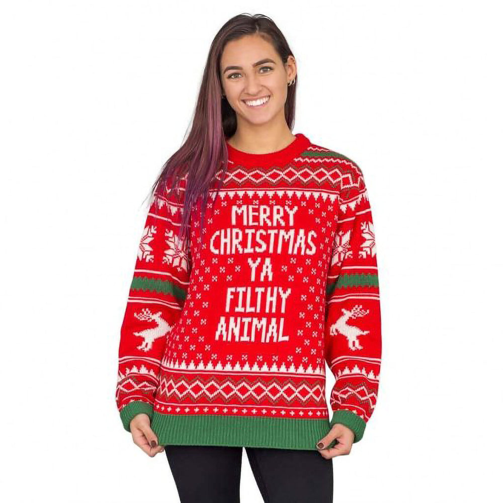 Merry Christmas Ya Filthy Animal Snowflake And Reindeer  Sweater