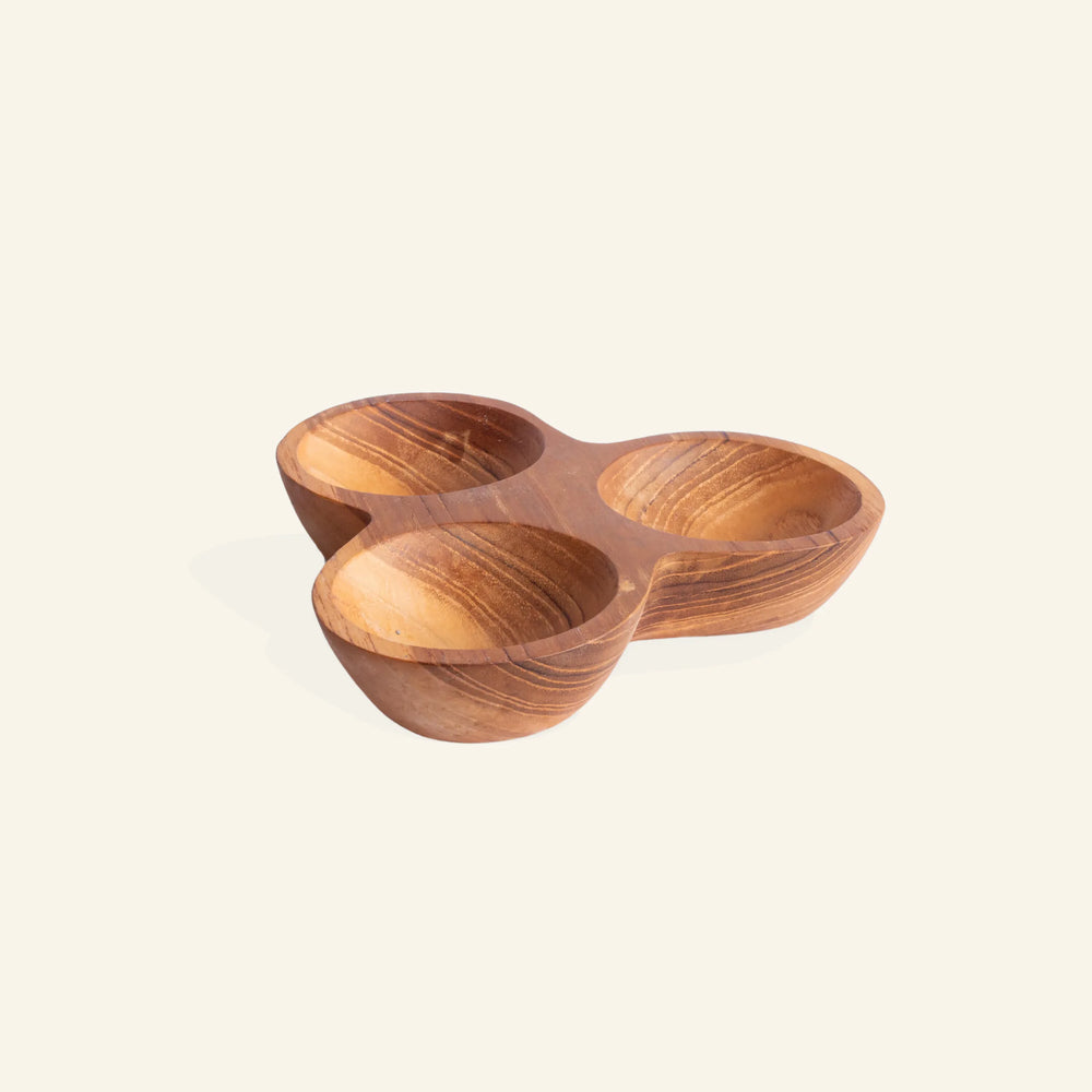 Teak Wood 3-Compartment Bowl