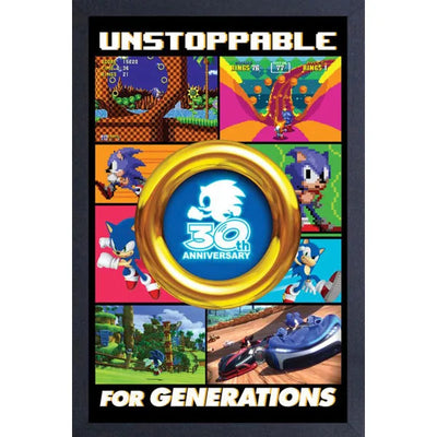 Sonic the Hedgehog - 30e Anniversaire Imparable pour les Générations - Impression encadrée 11″ X 17″