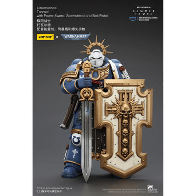 JOYTOY - Torvald des Ultramarines avec Épée énergétique, Bouclier tempête et Pistolet-boulon