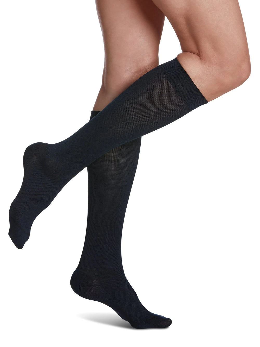 Bas de compression Sigvaris 150 Coton Sea Island 15-20 mmHg Mi-mollet pour femmes, bout fermé